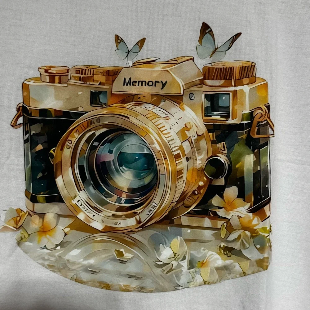 Vintage Camera Graphic T-shirt, Graphic DTF Tee Customized Tee White Size M NWOT - Picture 5 of 7
